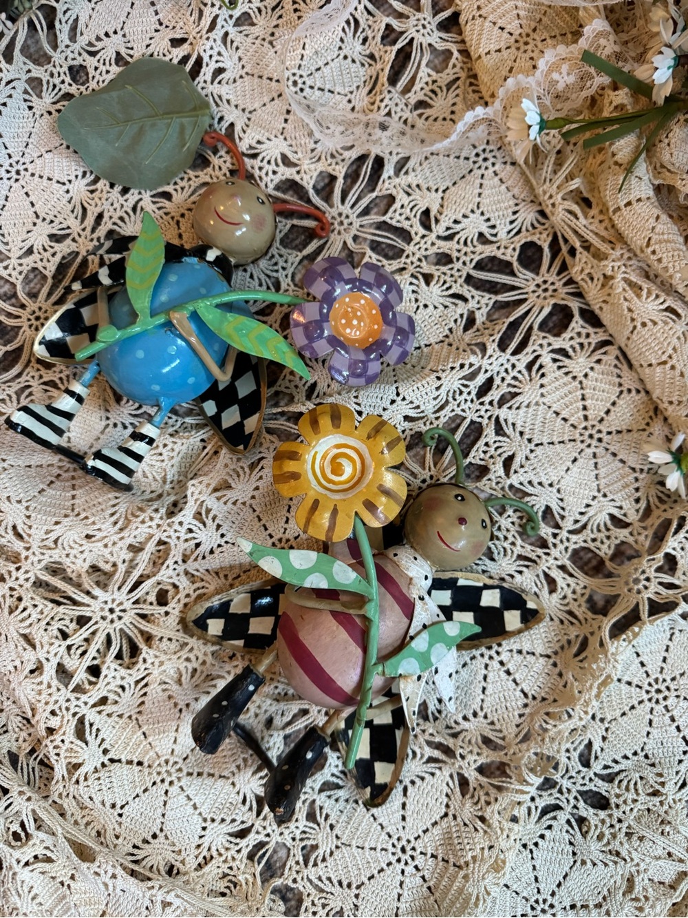 MacKenzie-Childs Blue and Yellow Whimsical Bee Garden Decor - Picture 8 of 8
